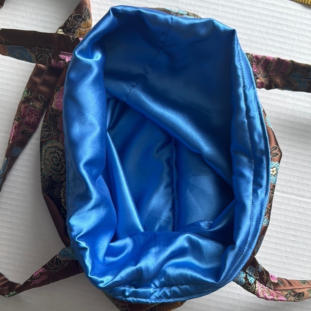 Floral Brown bucket bag handmade - Picture 4 of 5